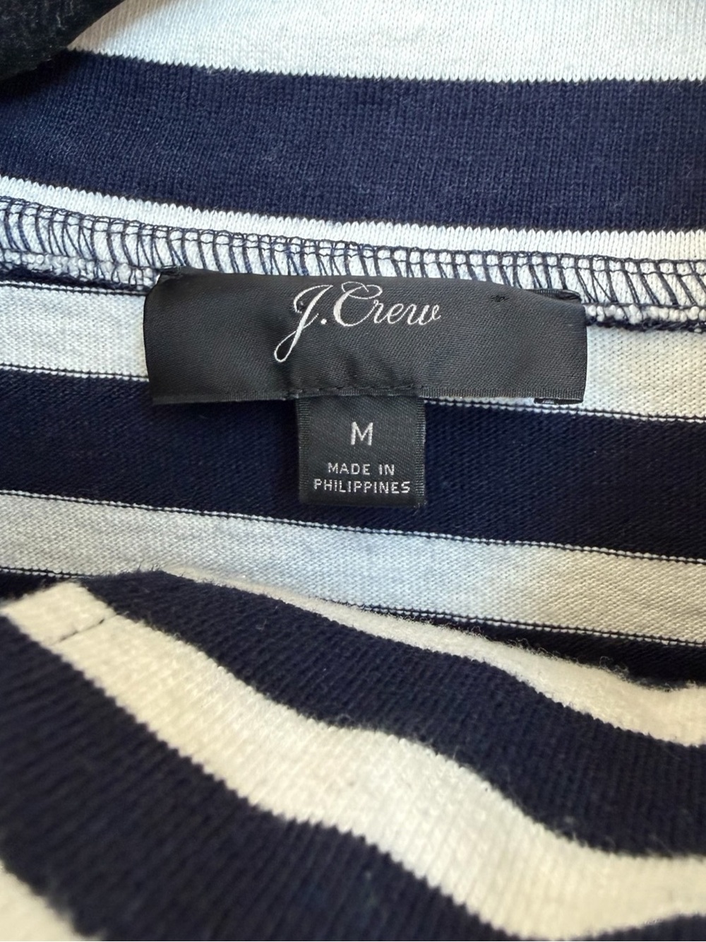 J. Crew Navy and White Striped snap-neck knit popover - Picture 5 of 13